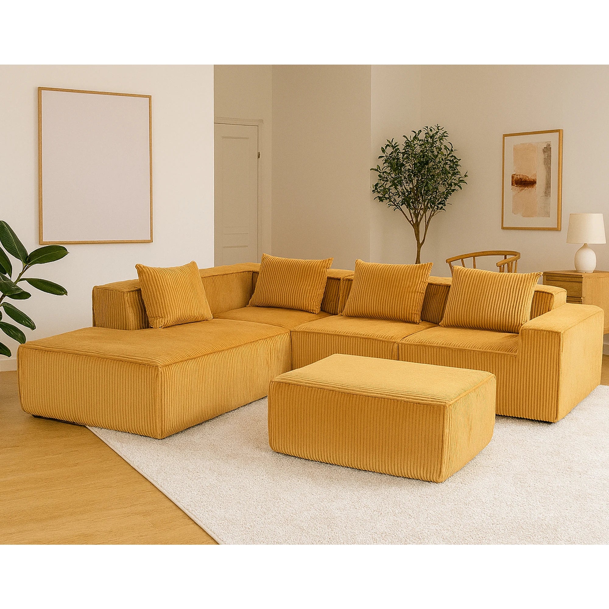 Sectional boneless Couch with L-Shape Chaise,Modern Modular sleeper Sofa with Deep Seat Upholstered Couches for Room