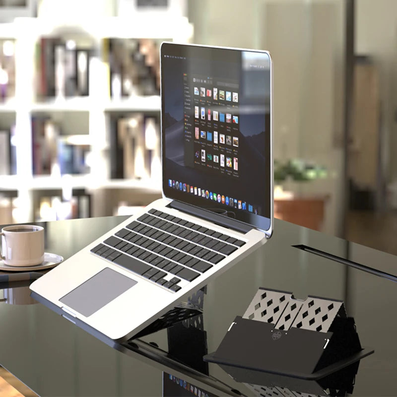 Foldable Laptop Stand Metal Alloy Notebook Tablet Holder Portable Folding Cooling Riser Support Ultra Thin Hide Laptop