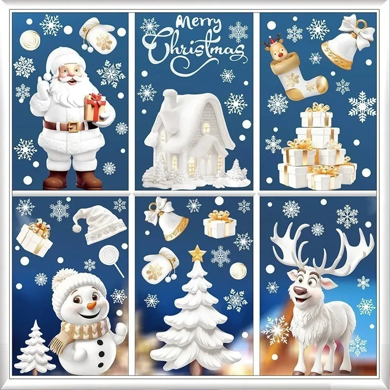 PVC Self Adhesive Christmas Window Sticker White Snowflake Holiday Decoration for Home Office Shop Festive Decor