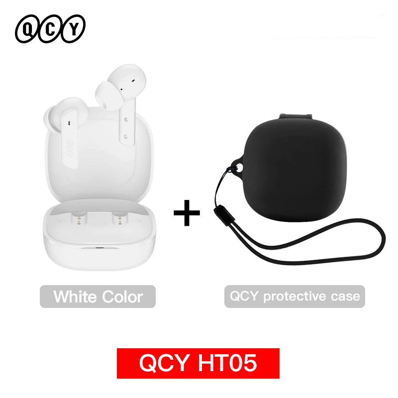 QCY HT05 ANC Wireless Earphone 40dB Noise Cancelling Bluetooth 5.2 Headphone 6 Mic ENC HD Call TWS Earbuds Transparency