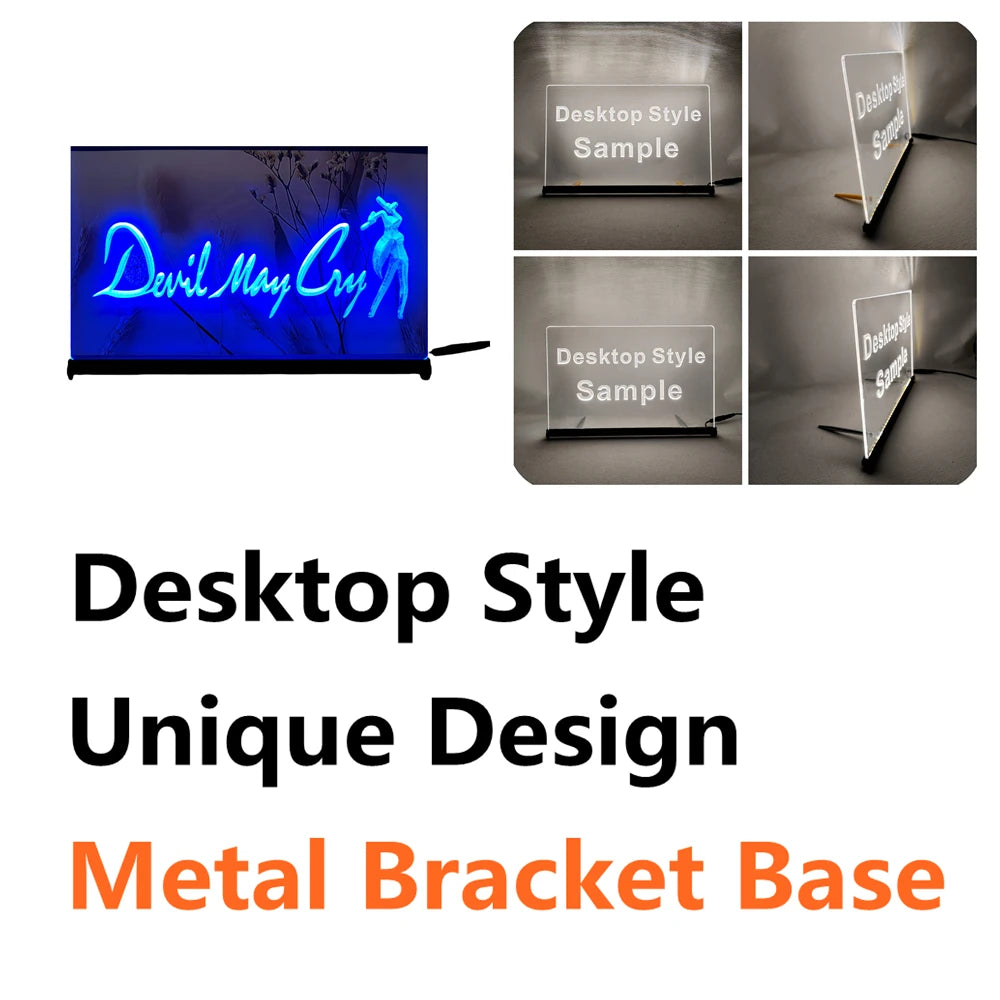 Devil May Cry-3D Carving LED Neon Sign Wall Art for Home,Room,Bedroom,Office,Farmhouse Decor - Blue-Z / EU-40x30cm