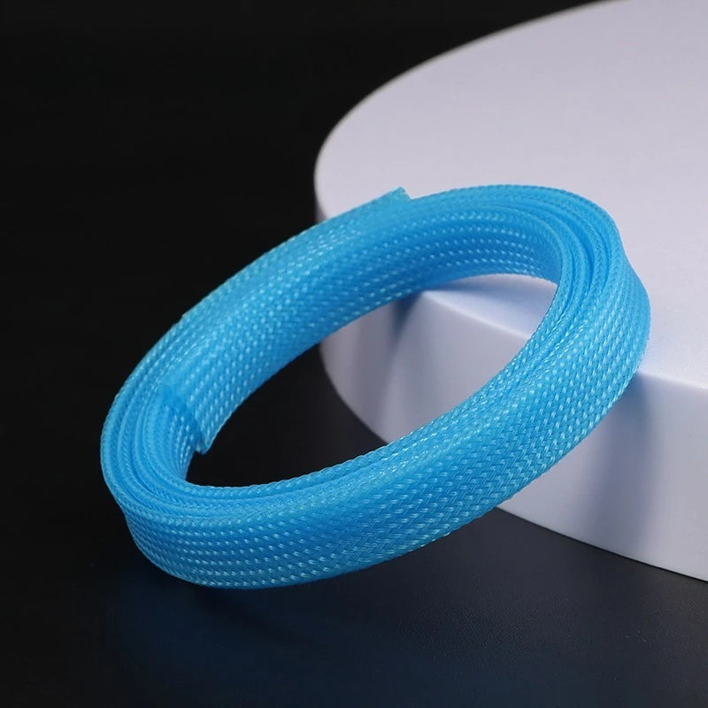 5m/lot Pure Colour Insulated Braid Sleeving Tight PET Wire Expandable Cable Sleeve Flame-retardant Nylon Braided Mesh