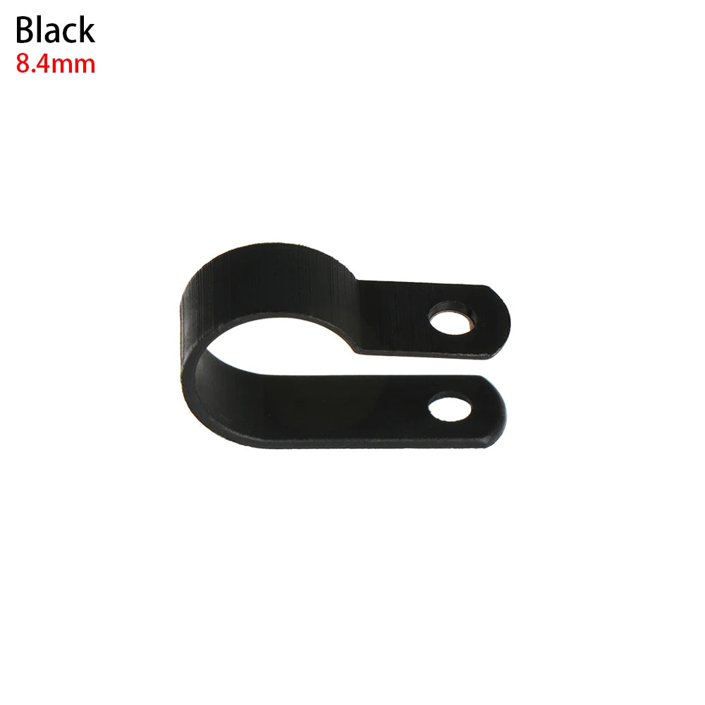 100PCS R-Type Nylon Cable Clamp Plastic P Clips Black Nylon Fasteners Cable Mounting Fix Hardware Electrical Fittings