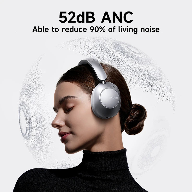 Picun F6 Active Noise Cancelling Wireless Headphones Head Tracking 3D Audio 40mm Hi-Res ANC Bluetooth Headset HIFI APP