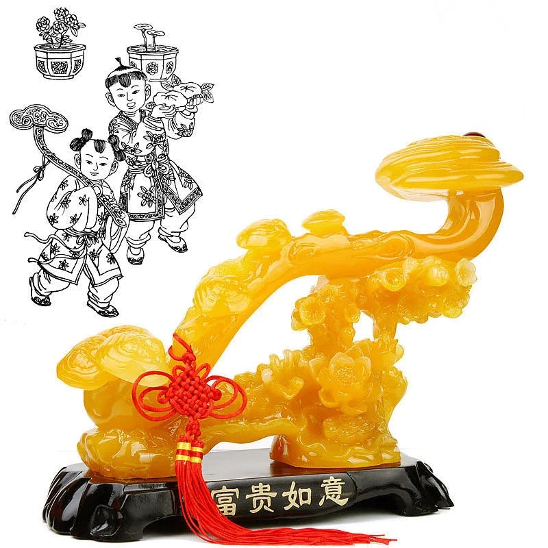 Mascot Resin Imitation Jade Ruyi Ornaments Crafts Home Decor Desk TV Cabinet Figurines