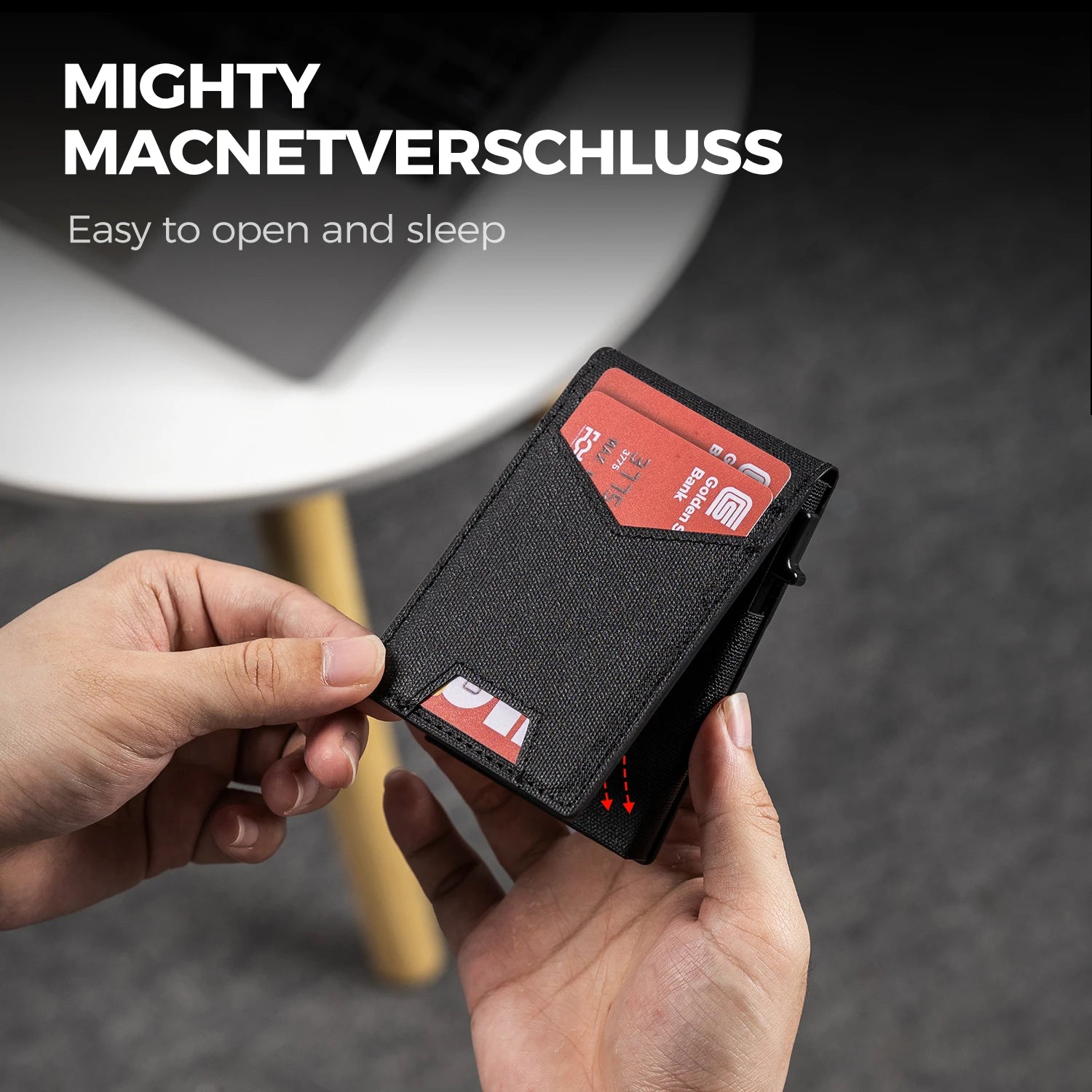 IWANTTI Minimalist Slim Cardholder for Men Premium Fabric Wallet with Card Ejector RFID Blocking Front Pocket Stylish