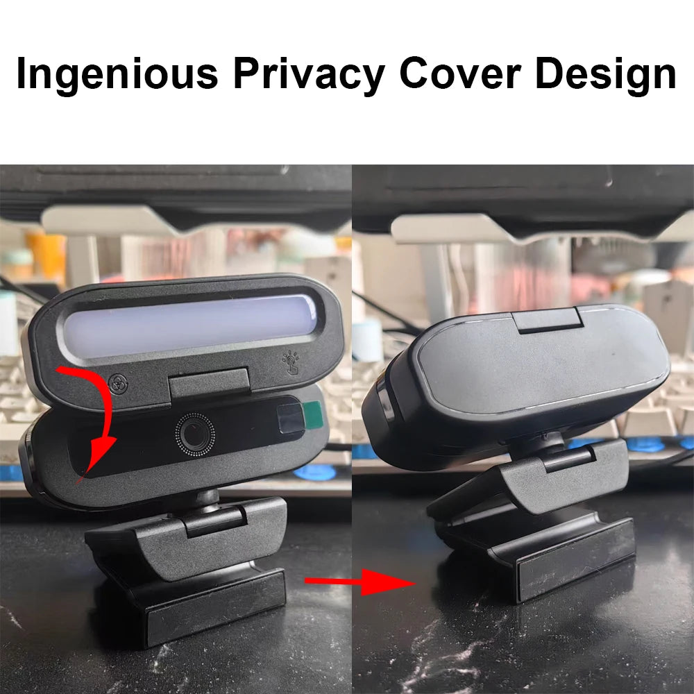 Full 4K HD Webcam LED Fill Light for Live webcast Meeting Gamer Camera Privacy Cover USB 3.0 Compatible Plug Work Auto