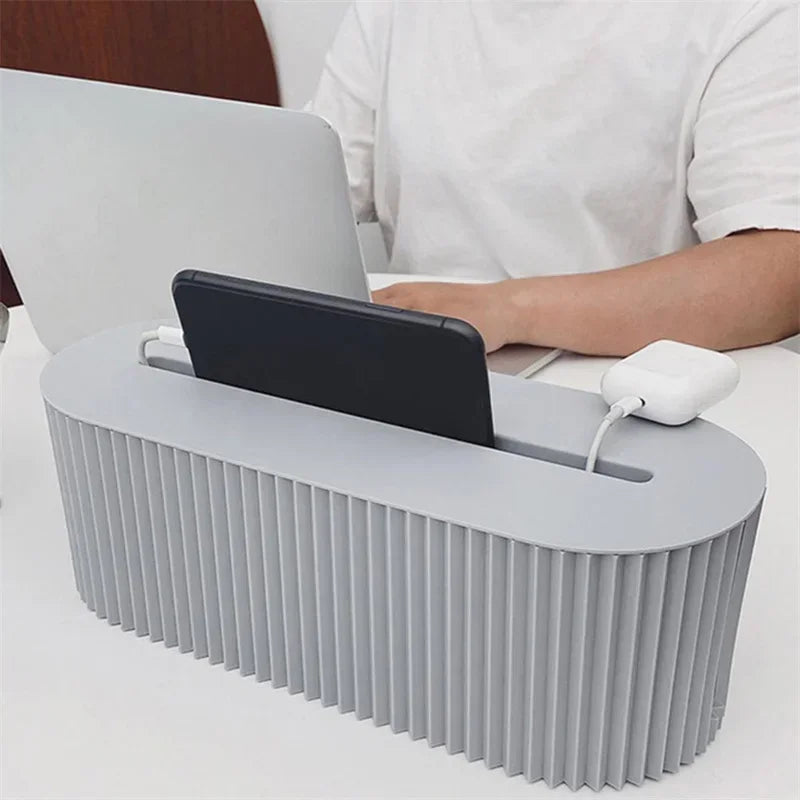 Plastic Practical Bedroom Tabletop Socket Cable Storage Case Easy to Use Cable Storage Box Portable Daily