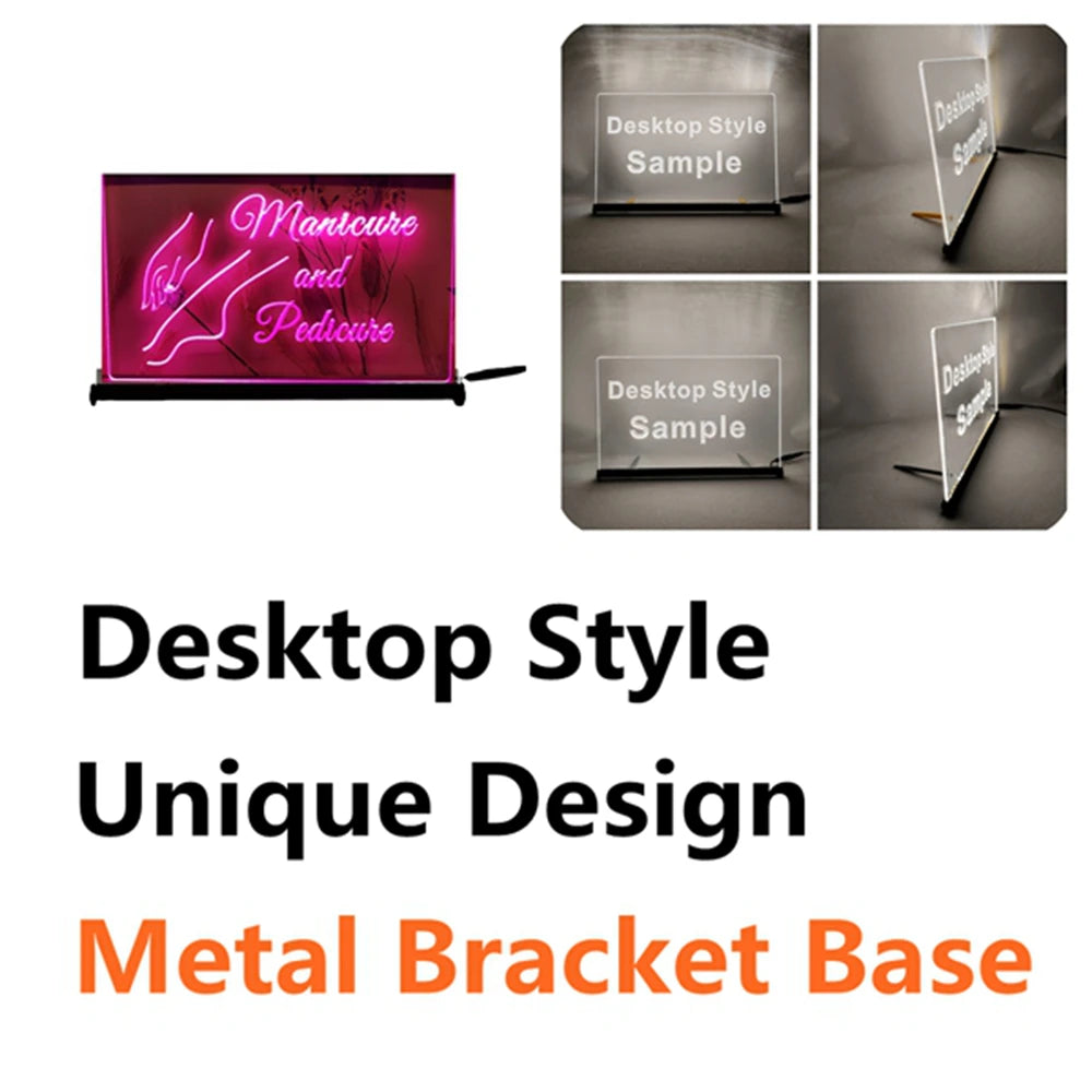 Manicure and Pedicure Art Decor For Salon Girls Room-LED Neon Sign-3D Carving Wall Art