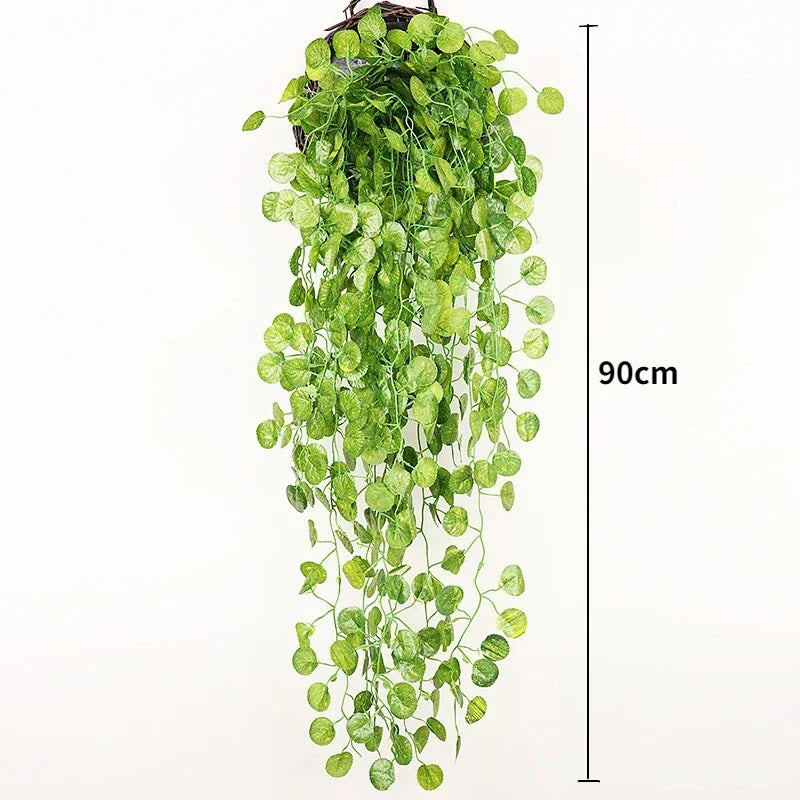 90cm Artificial Plant Vine Home Decoration Hanging Plastic Leaf Grass Garland Outdoor Wedding Party Decorations Fake