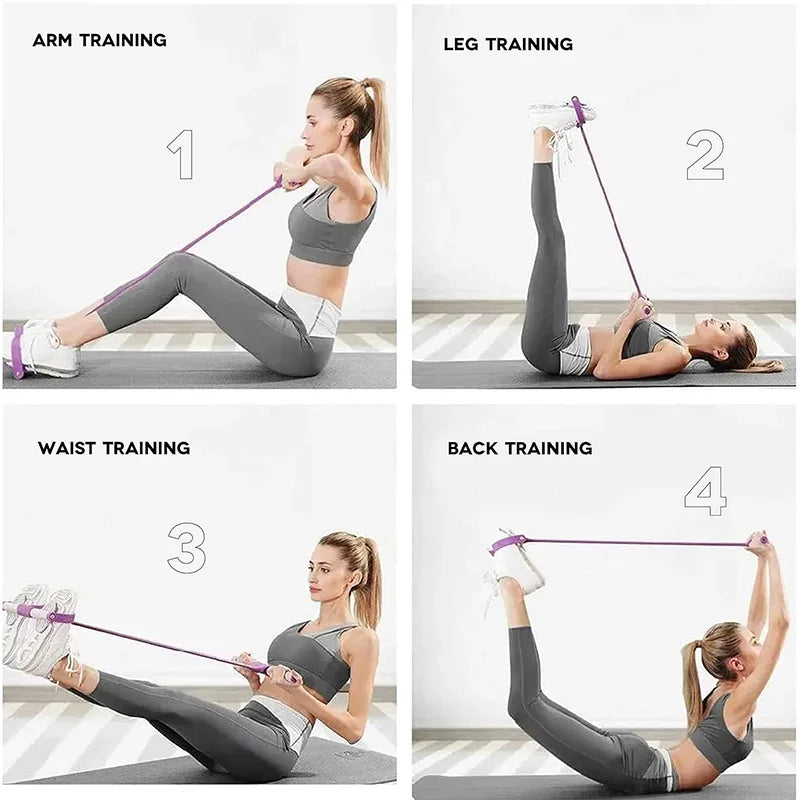 6 Tube Elastic Yoga Pedal Puller Resistance Band Multi Function Tension Rope Fitness Bands 6-Tube Elastic For Abdomen