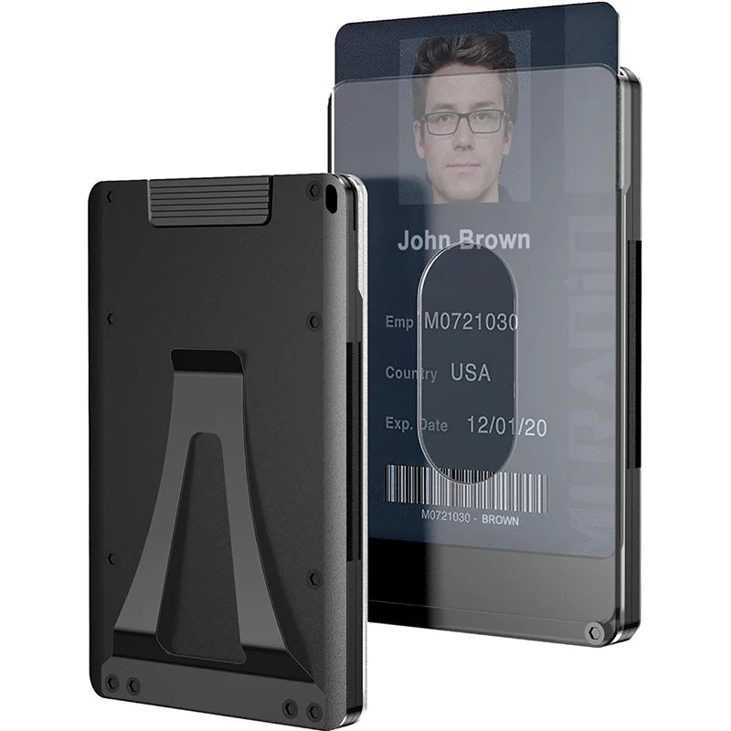 Wallet For Men Card Holder - Aluminum Slim Stretchable Belt Draw-Out Metal Wallet Holds up 15 Cards with Cash