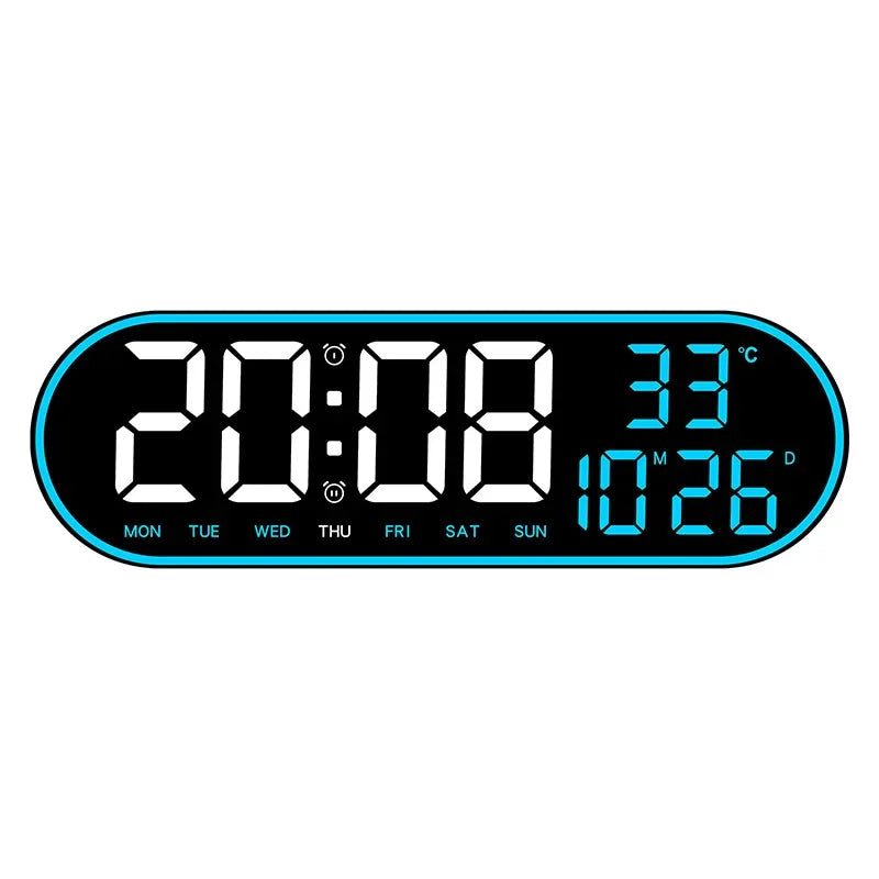 LED Digital Wall Clock Remote Control Electronic Mute Clock with Temperature Date Week Display 15-inch Timing Function
