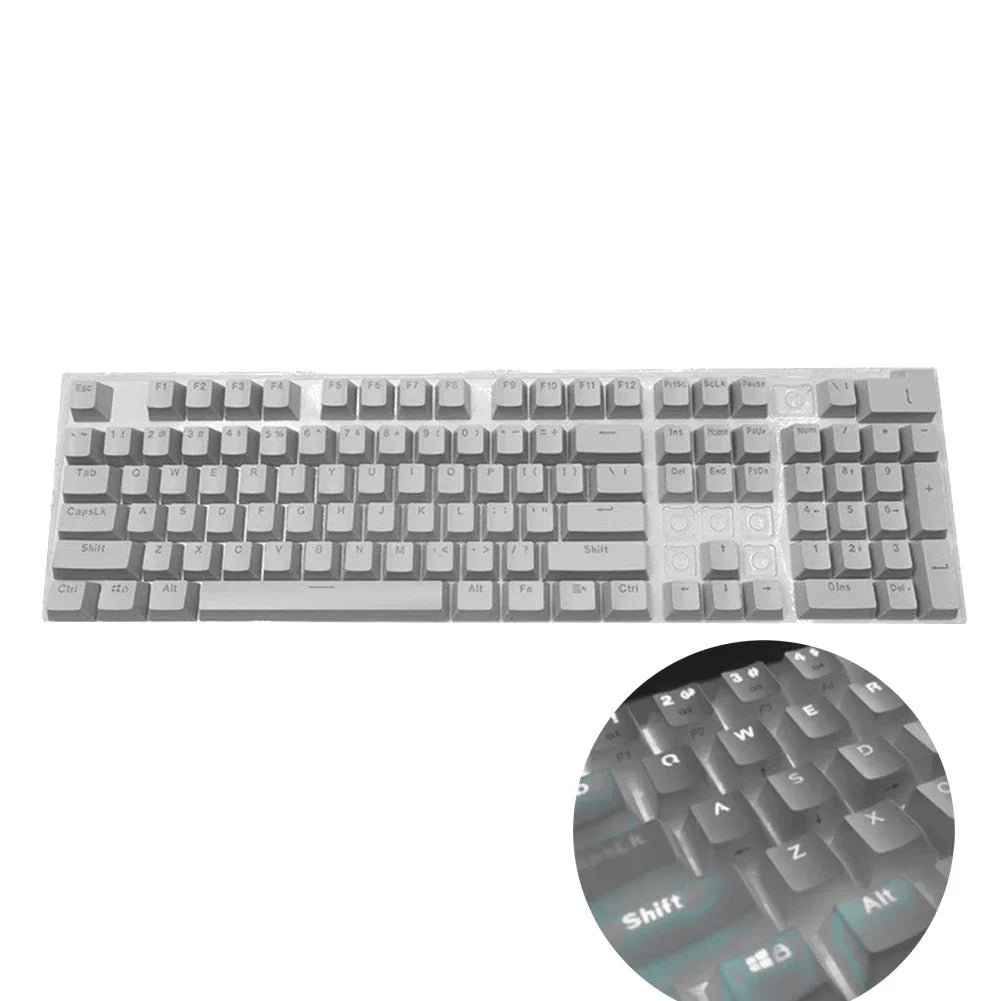 New 104 Pcs Mechanical Keyboard Keycaps Set OEM Replacement Backlit ABS Purple White Key Cap for 61/87/104 Key Cherry