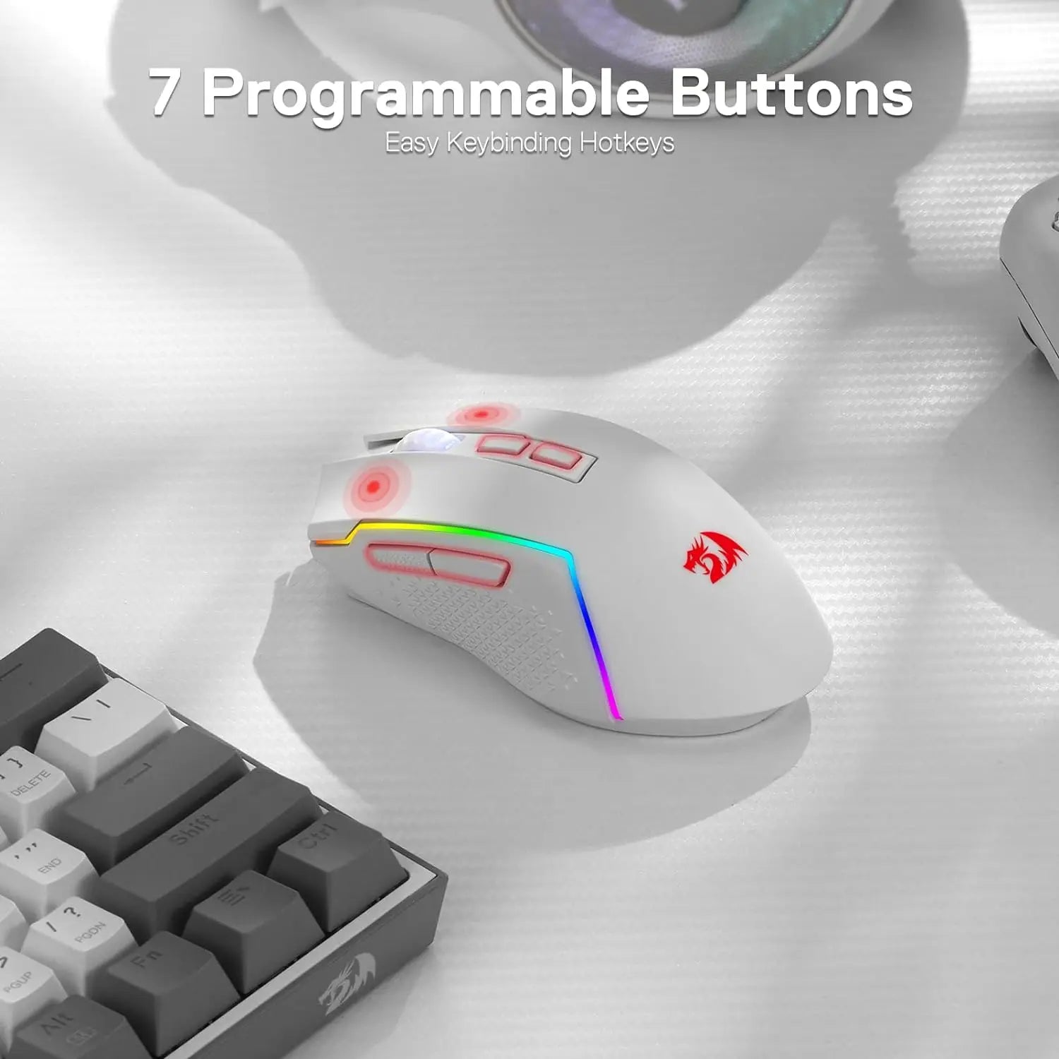 Redragon M693 Wireless/Wired BT & 2.4G Bluetooth Gaming 8000 DPI Mouse 3-Mode Connection RGB Backlight for PC/Mac/Laptop