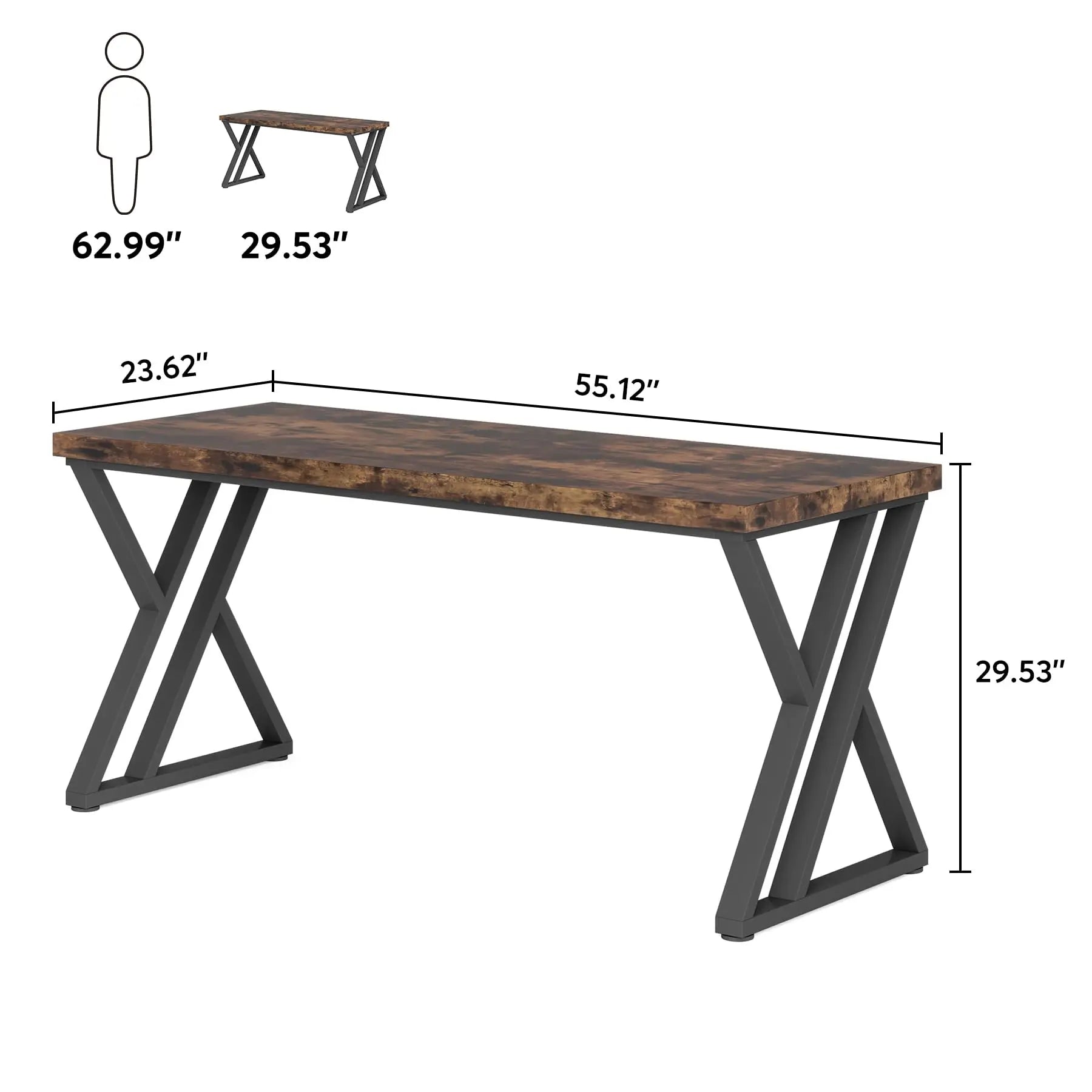 Tribesigns Writing Computer Desk 55 inch Heavy Duty Study Desk with Z-Shaped Metal Leg Modern Simple Home Office