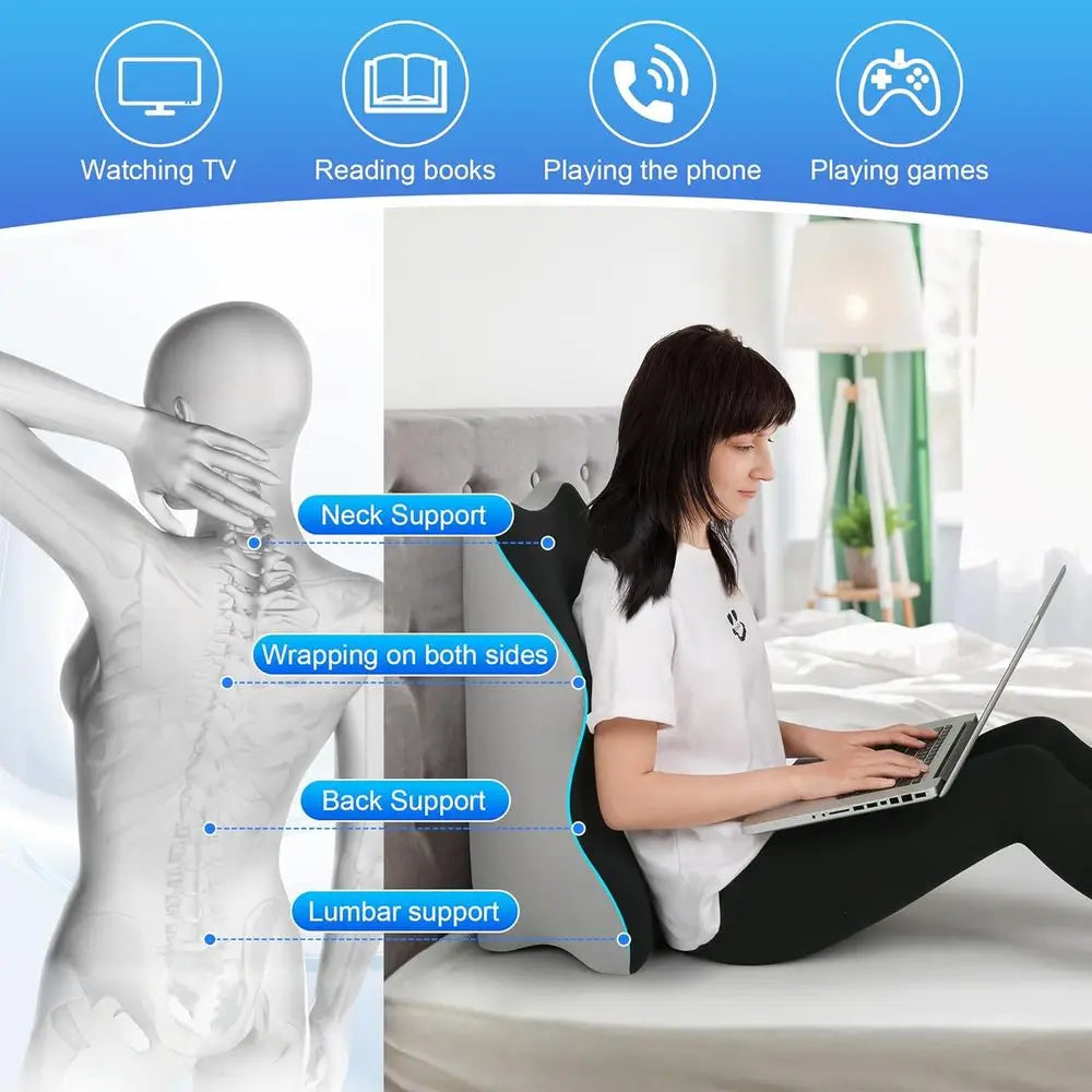 Memory Foam Pillow for Adults - Ergonomic Support for Bed Sitting Propping and Sleeping Reduces Back Pain - United