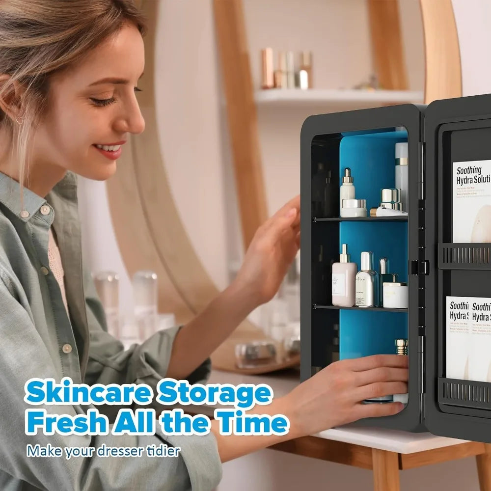 22L/30Cans Mini Fridge for Bedroom 12v DC Portable Cooler & Warmer Mini Refrigerator with Glass Front for Car Office