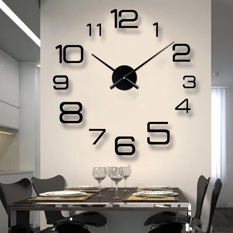 2025 Modern Design Large Wall Clock 3D DIY Quartz Clocks Fashion Watches Acrylic Mirror Stickers Living Room Home Decor