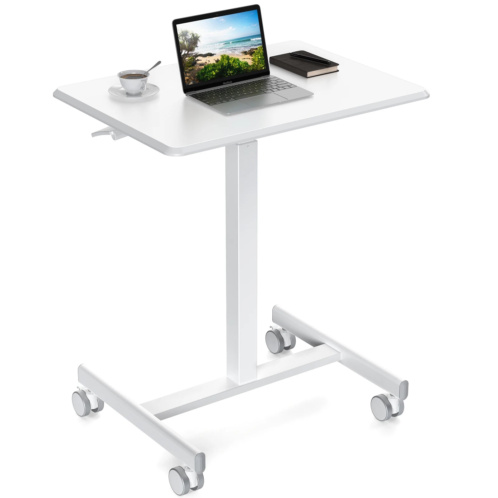 JHK Portable Computer Desk Laptop Height Adjustable Table Mobile Sitting Workstation Lockable Wheels Suitable For Work