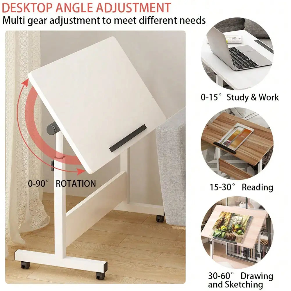 Electric Adjustable Height Standing Desk Ergonomic Mobile Workstation w/Unwith iversal Wheels Compact Folding Table