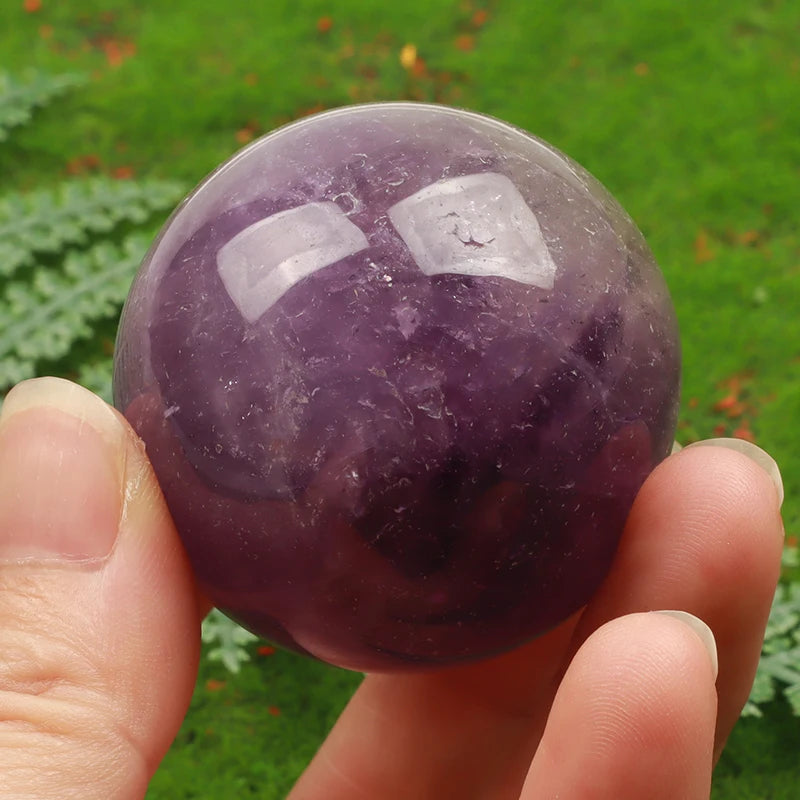 43mm Big Amethyst Massage Ball Natural Stone Cryatal Mineral Sphere Hand Foot Massage Tool Product Skin Care health