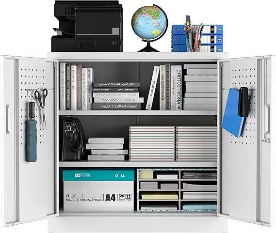 Locking Metal Storage Cabinets with 2 Doors and 4 Adjustable Shelves Tall File Cabinet with 2 Keys for Office Home