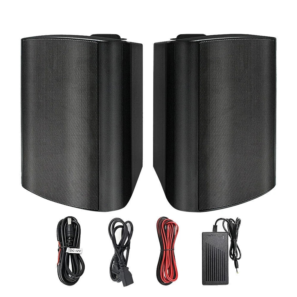 Herdio 2PCS 5.25’’ 300W Indoor Outdoor Bluetooth Speakers Waterproof Wired Wall Mount Active Speakers For Garage Deck
