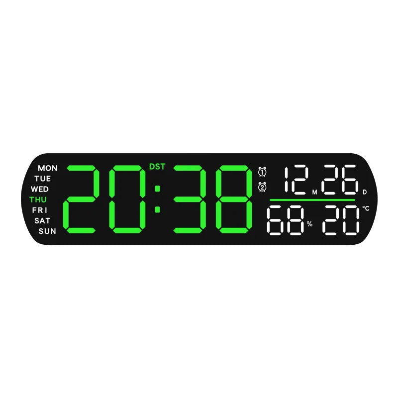 LED Alarm Clock TEMP Humidity Date Week Display Dual Alarm Timer Countdown DST Snooze Auto Dimming 12/24H Digital Table