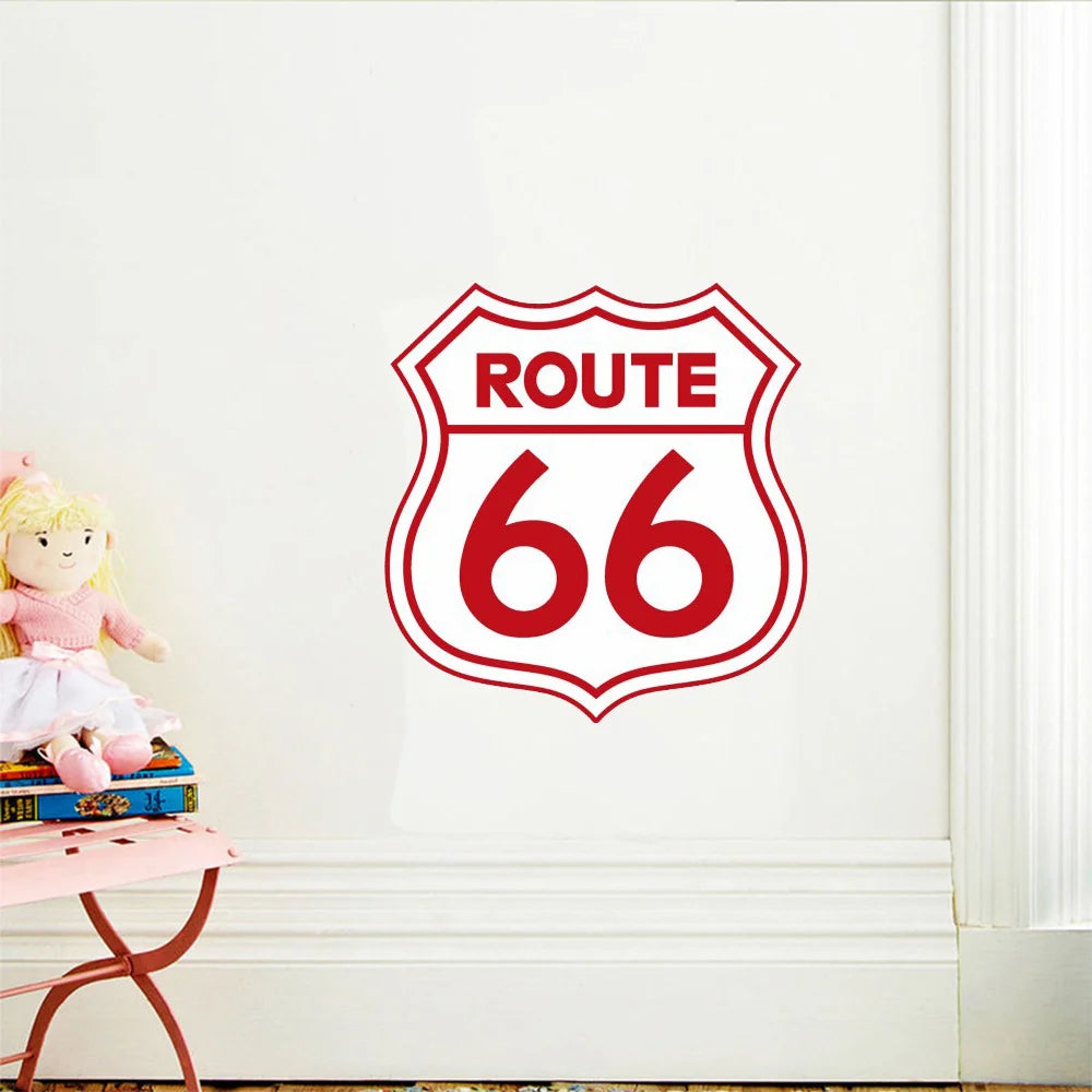 Vintage Signs Vintage Stickers Wall Decals DIY Poster Route 66 Living Room Window Home Decor Office Garage PVC