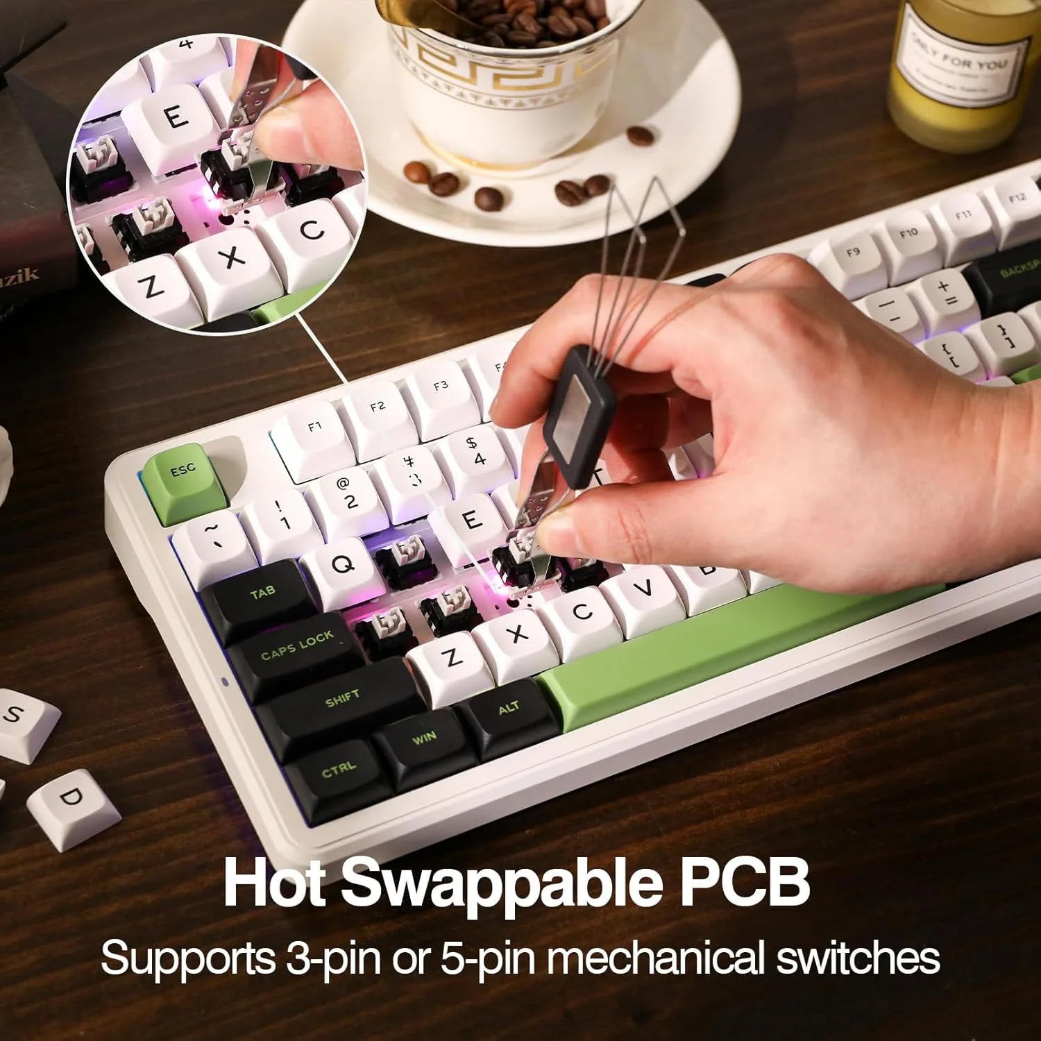 AULA F87 Pro Mechanical Keyboard 3 Mode 2.4G/USB/Bluetooth Tri Mode Wireless Gaming Keyboard 87 Key Hotswap RGB Gasket