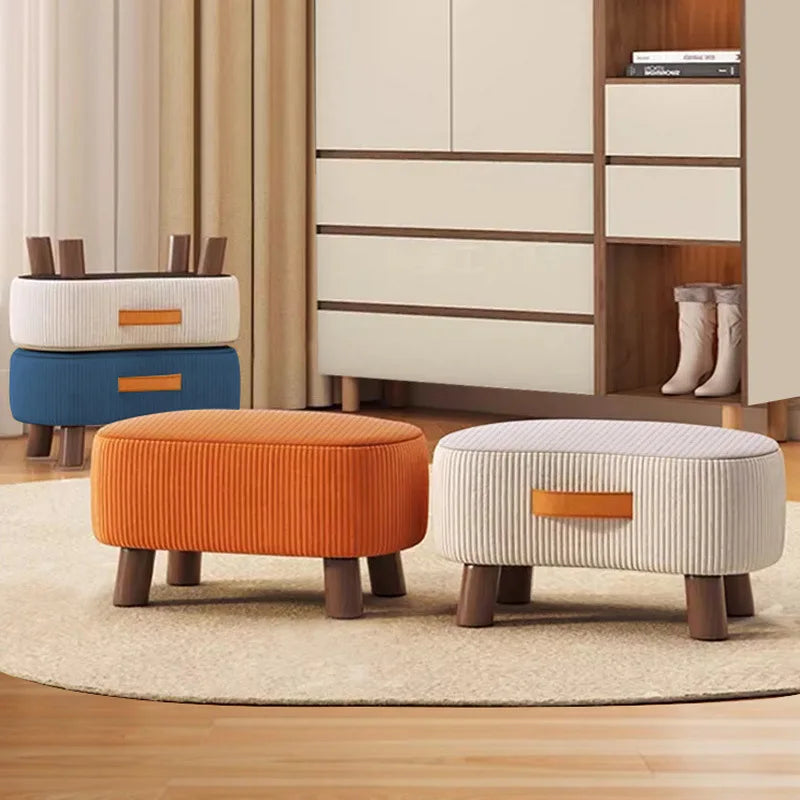 Potable Small Wood Chair Household Shoe Changing Stool Sofa Living Room Foot Rest Stool Tea Table Children Bathroom