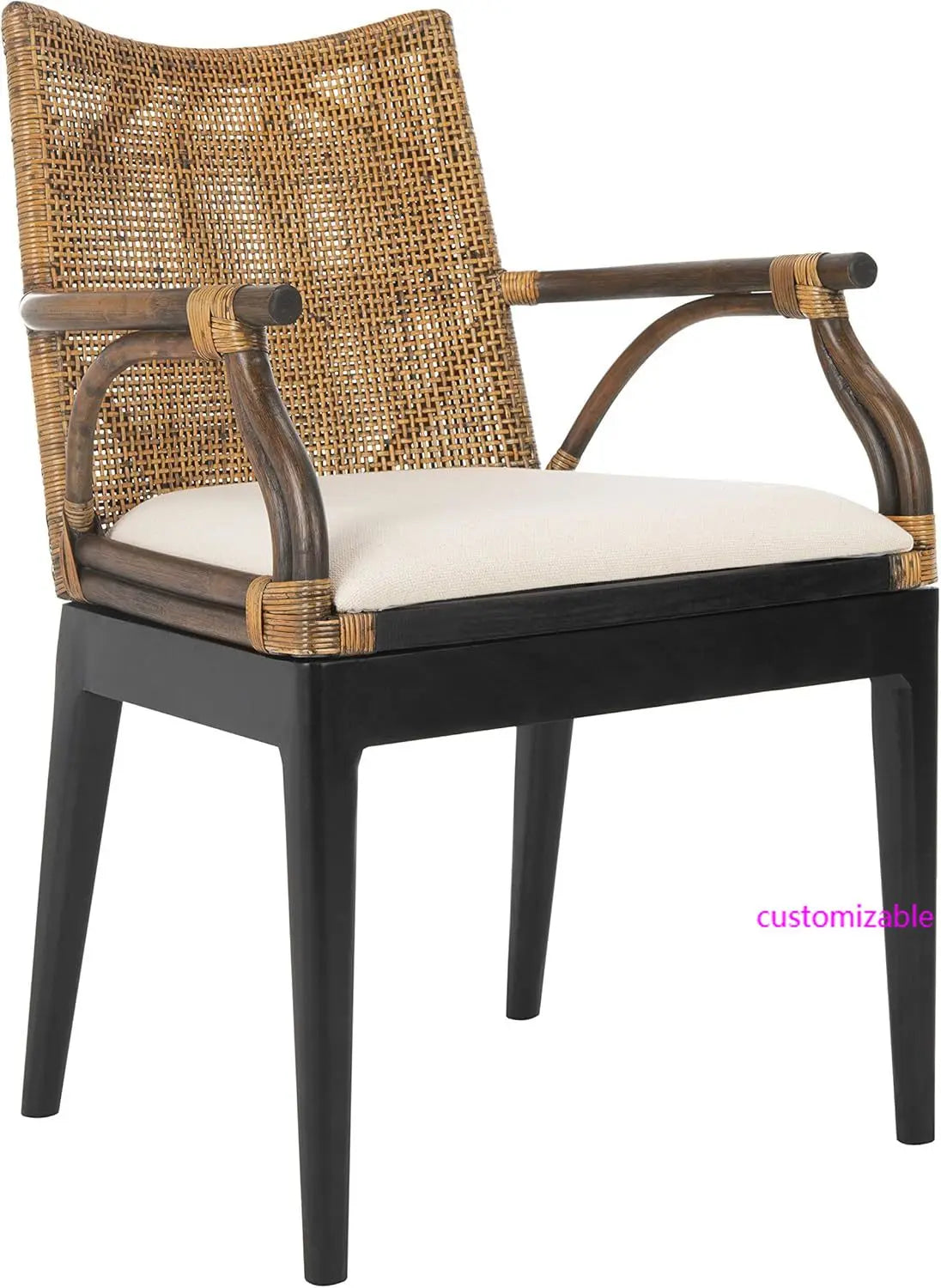 Home Gianni Rattan Tropical Woven Arm Chair Brown/Black - United States