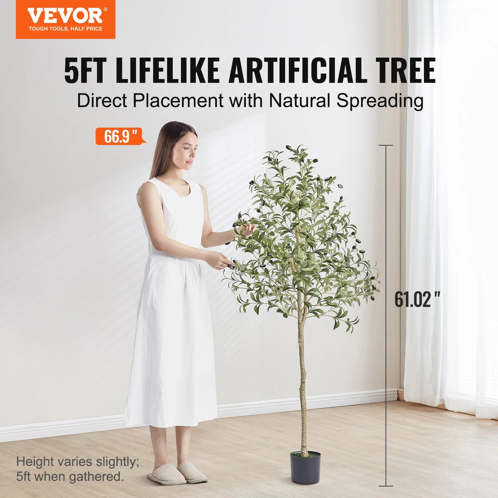 SucceBuy Artificial Olive Tree 4/5/6FT Tall Faux Plant Secure PE Material Anti-Tip Tilt Protection Low-Maintenance Tree