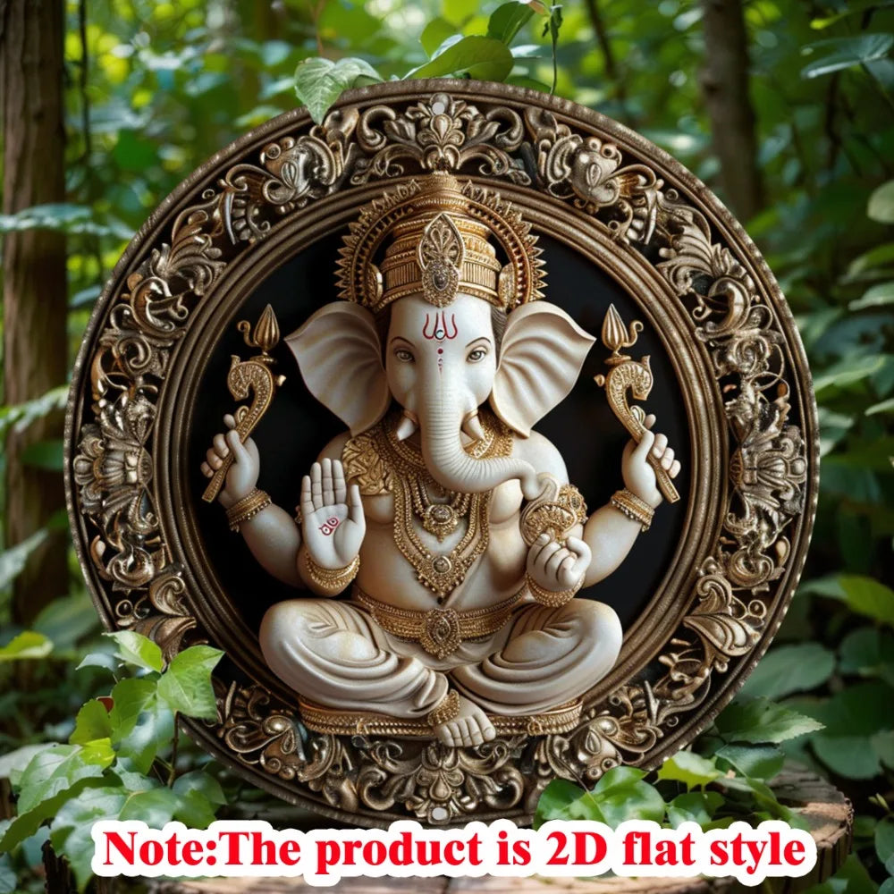 Vintage Indian Elephant God Aluminum Sign Durable Metal Wall Art for Home Office Bar Cafe Decorative Poster - TTX2075