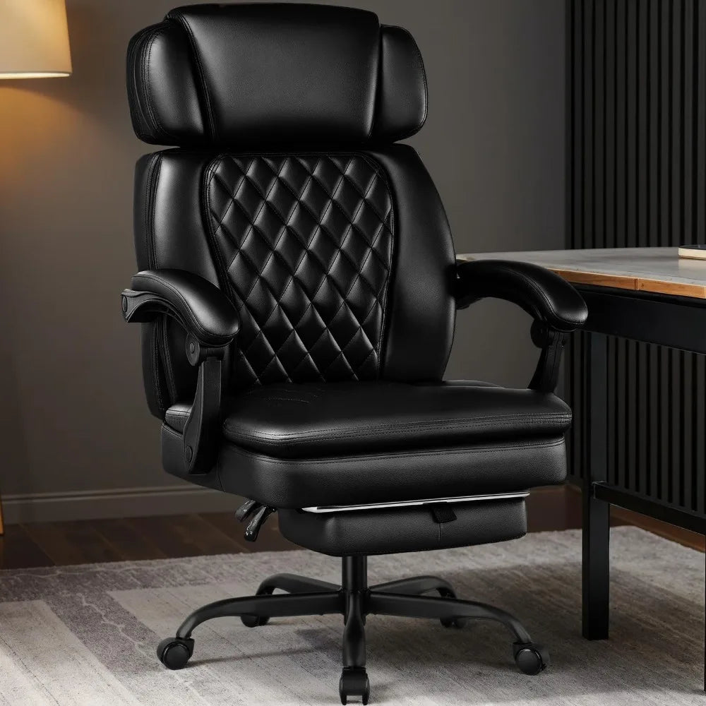 400lbs Executive Office Chair with Foot Rest for Heavy People Ergonomic Big and Tall Desk Chair with Adjustable Headrest