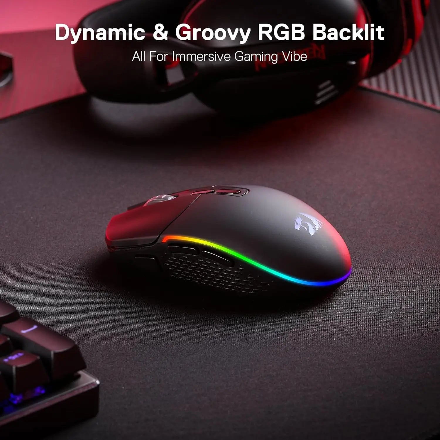 Redragon M719 Pro Wireless Optical Gaming Mouse 8 Programmable Buttons RGB 10,000 DPI Ergonomic PC Computer Gaming Mice