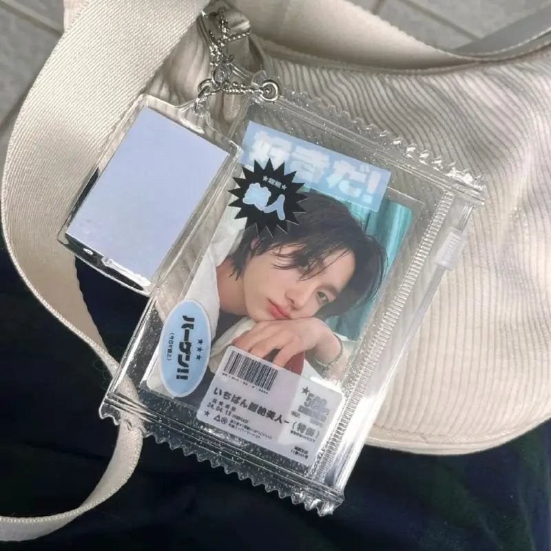 INS Transparent Candy Bag Badge Holder Korean Photocard Holder Display Bag Pendant Idol Photo Card Protective Cover