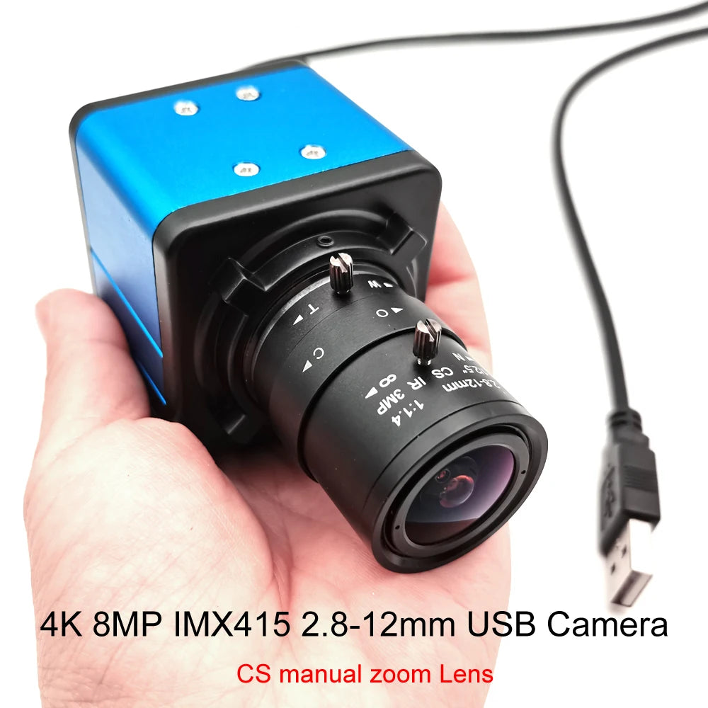 HD 4K 8MP IMX415 USB Webcam 2160P Live Streaming Usb Camera With 5-50mm CS Manual Zoom Lens UVC Plug and play