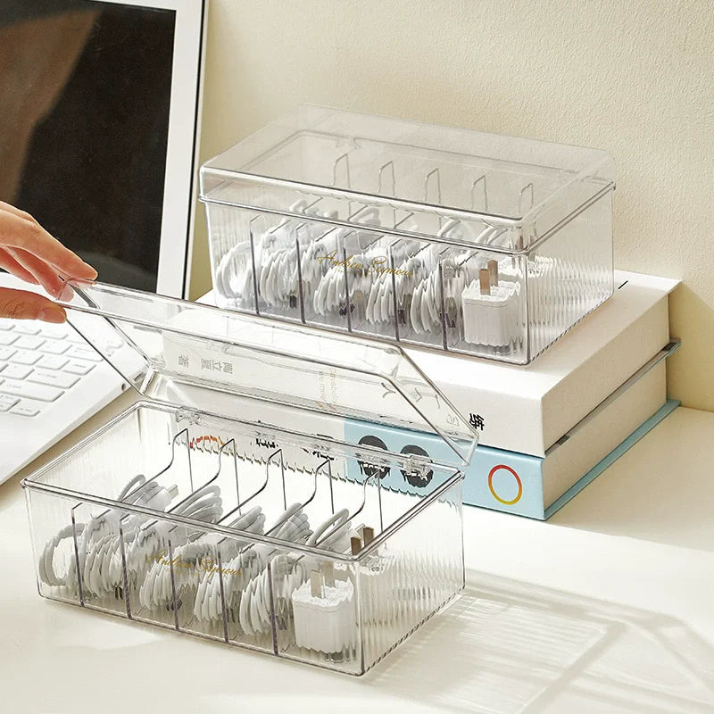 desktop-cable-line-storage-box-organizer-transparent-plastic-phone-charging-cables-power-cord-organizer-box-with-compartments