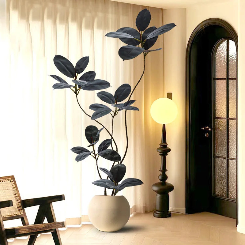 70in Large Artificial Plants Fake Ficus Tree Branch Plastic Rubber Leaves Tall Green Landscape For Home Garden Office