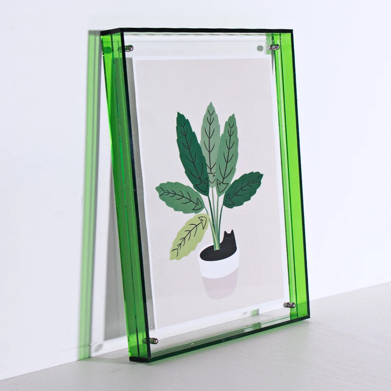 Translucent Acrylic Picture Frame Neon Floating Acrylic Wall Tabletop Frame Decoration Photo Frame for Gallery Home