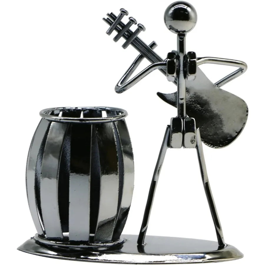 Pen Holder for Desk Guitar Style Peil Holder for Men Gifts Cute Metal Pen Cup for Office Decor Desktop Organizer Desk