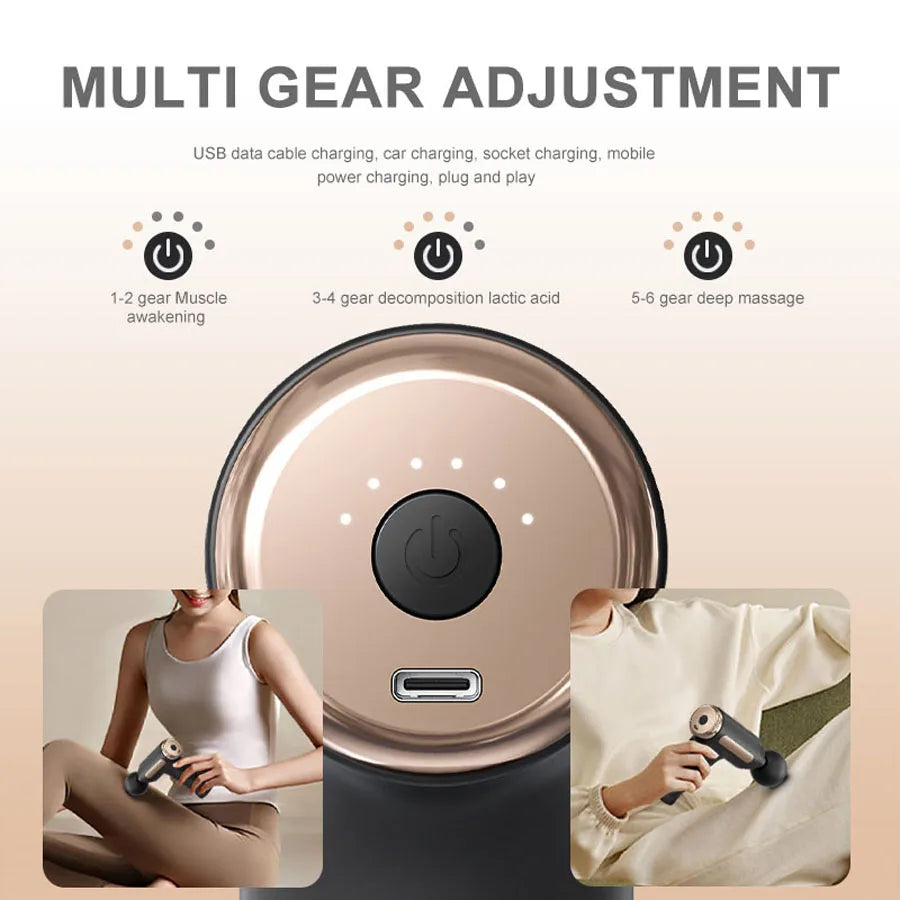 Exercise Massager Fascia Massage Gun Electric Massager Body Relaxation Belt 4 Replaceable Heads Fitness Equipment