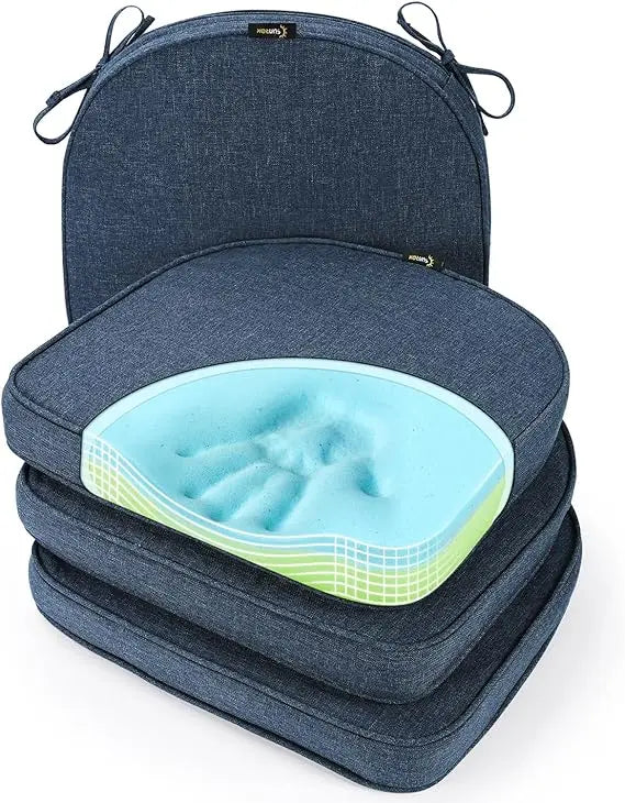 sunrox gel memory foam chair cushion with ties ultra durable water resistant fadeshield outdoor/indoor reversible chair