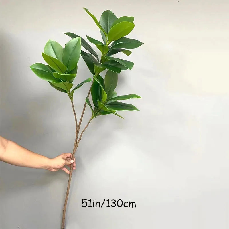 51in Large Artificial Plants Fake Banyan Tropical Artificial Ficus Tree Branch Plastic Rubber Tree For Home Garden