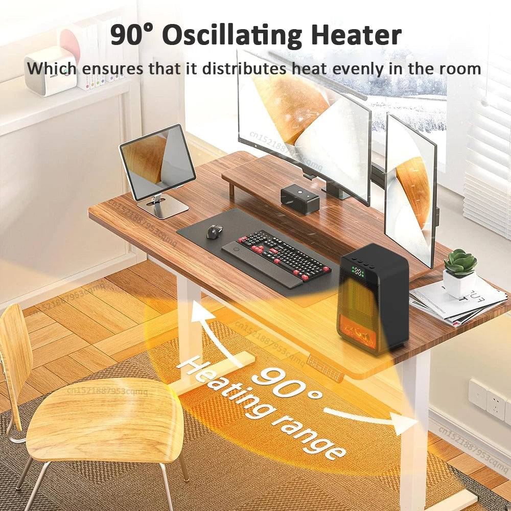 Fan Heater Hot Air Blower 1000W Electric Heating Fans 3D Flame Mini Space Heater Portable Fan Heaters for Home Office