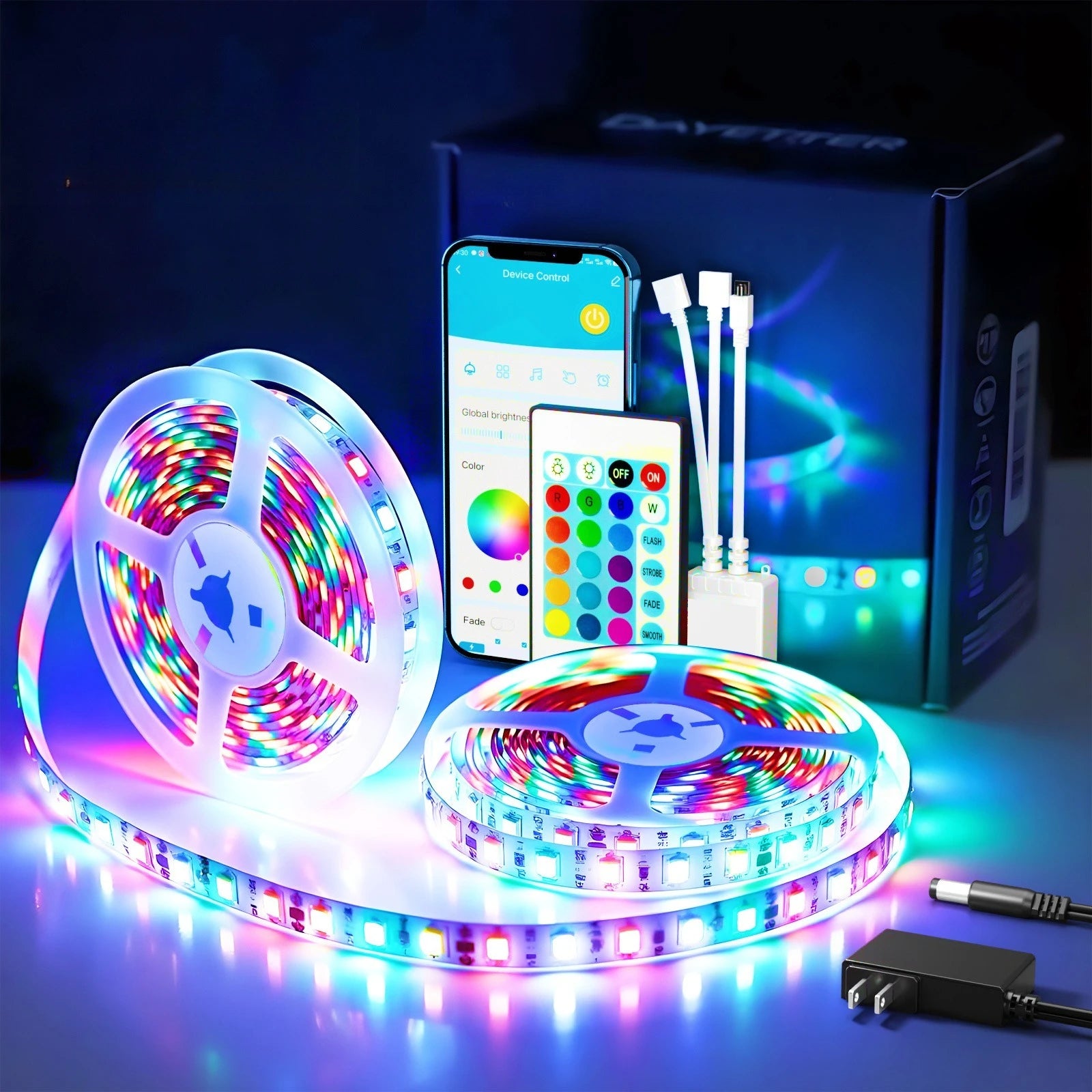200ft Smart Led Light Strip App Control (Rgb Color Changing Music Rhythm Timing Switch) Comes with Remote Control