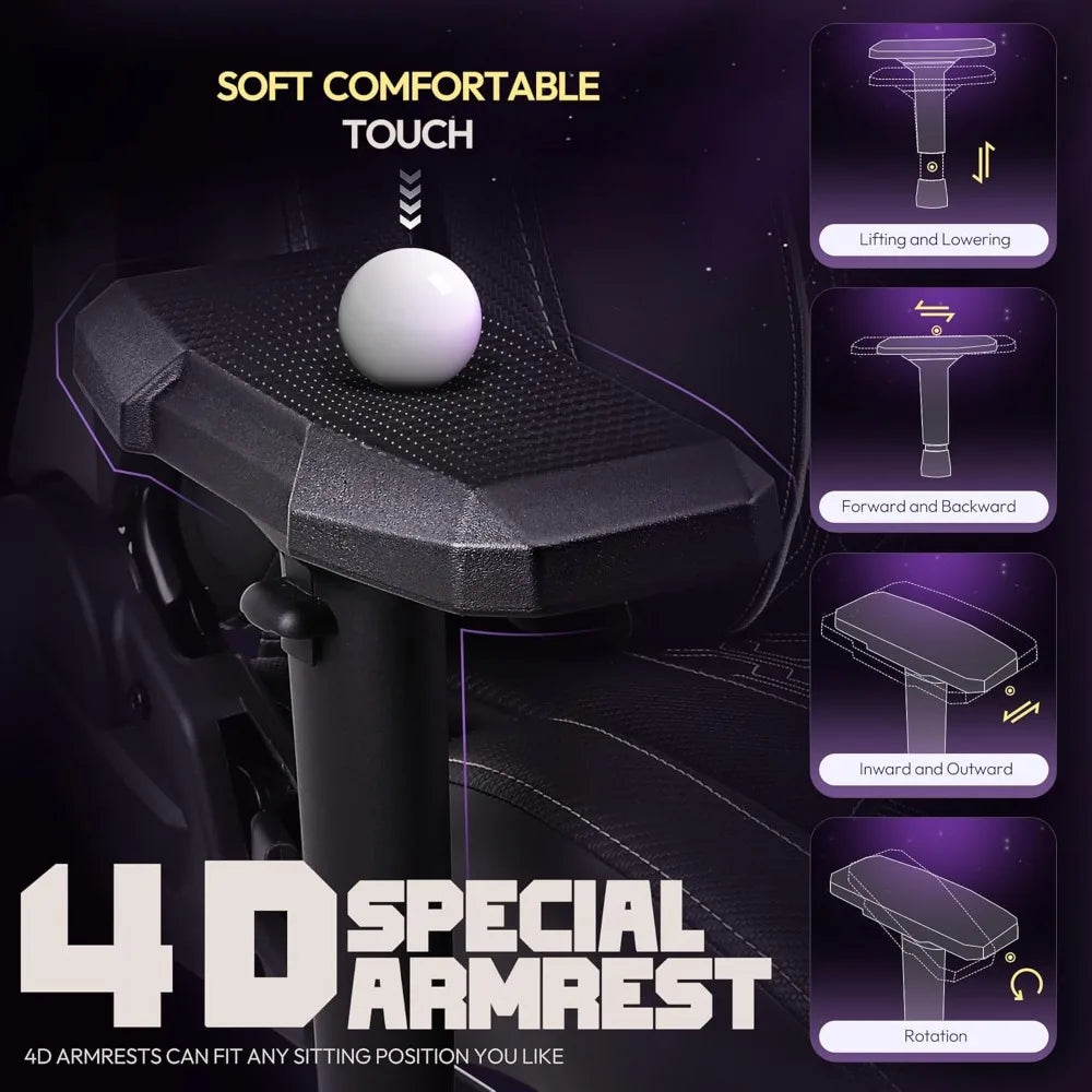 Big and Tall Gaming Chair with Footrest High Back Ergonomic Office Chair with Comfortable Headrest and Lumbar Support 4