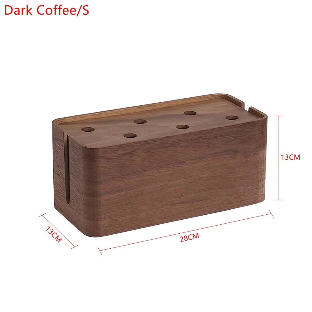 Wooden Cable Management Box Made From Wood Material Desktop Hide Wires Power Strips Desk Cord Organizer Box For Home